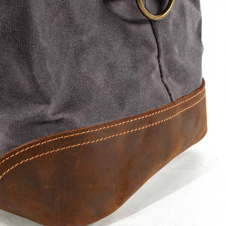 weekend duffel bag with cowhide real leather and heavy duty canvas