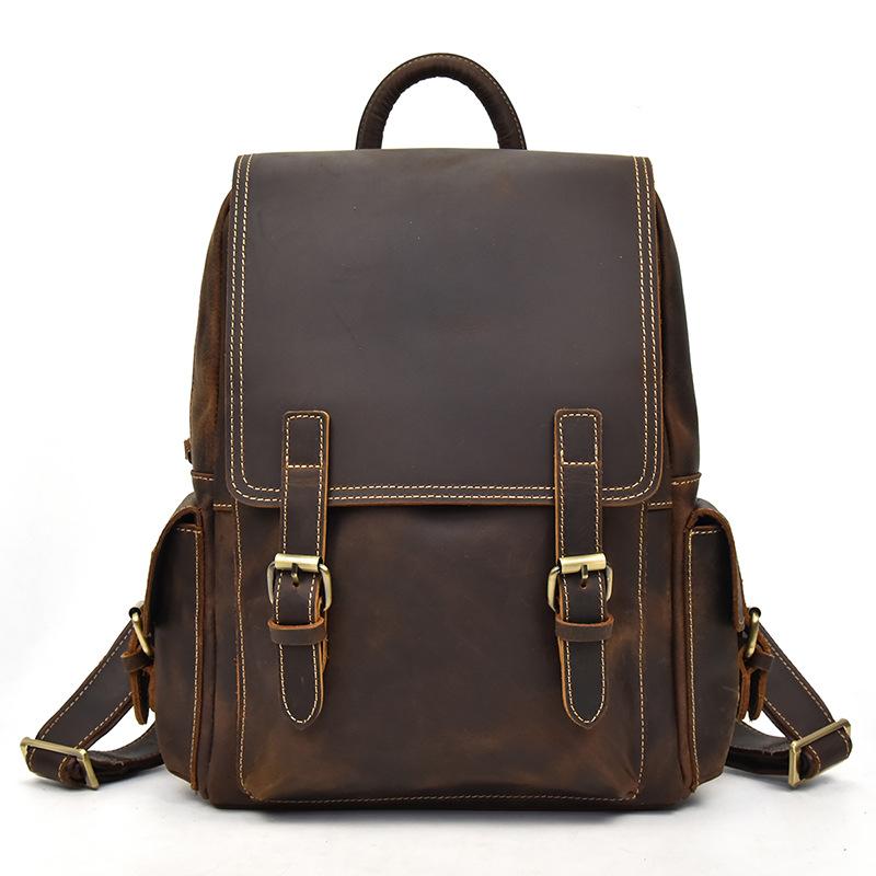 women leather rucksack, brown, full grain leather, umea