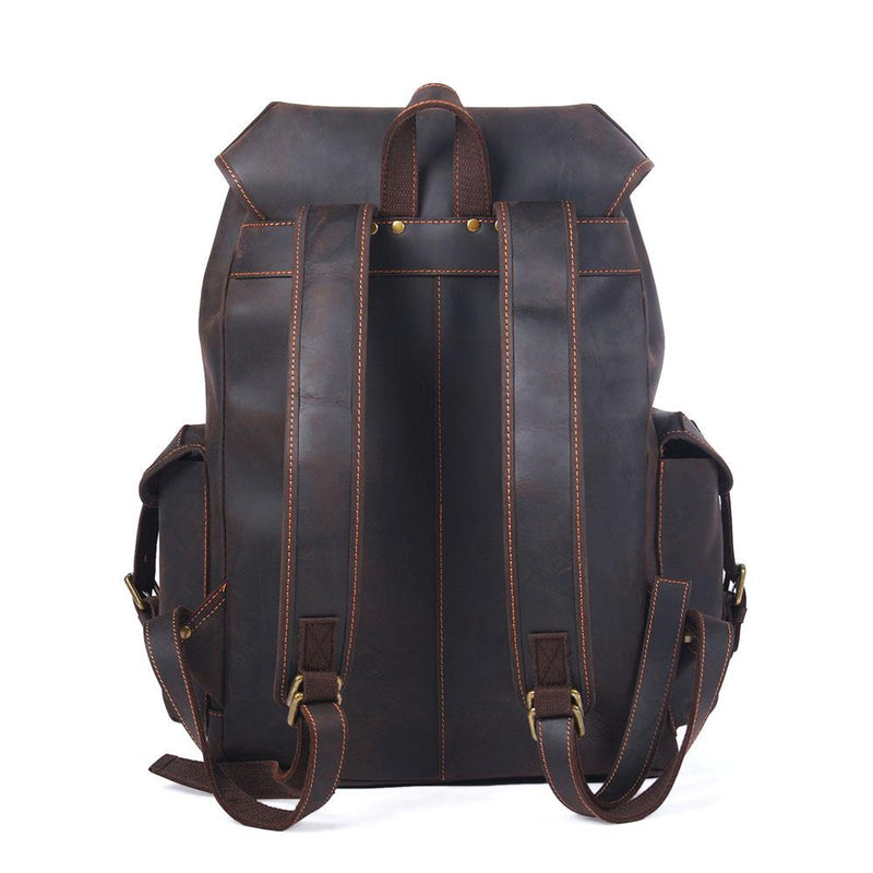buckle-flap leather backpack berchirly vintage large travel backpacks Leather Travel Backpack - 25L Adventure Rucksack